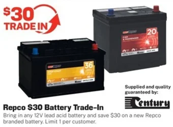 Repco Repco $30 Battery Trade-In offer