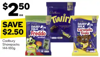 Woolworths Cadbury Sharepacks 144-180g offer