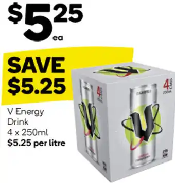 Woolworths V Energy Drink 4 x 250ml offer