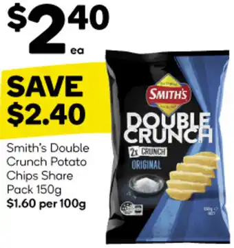 Woolworths Smith's Double Crunch Potato Chips Share Pack 150g offer