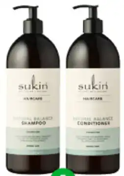Woolworths Sukin Shampoo or Conditioner 1 Litre offer