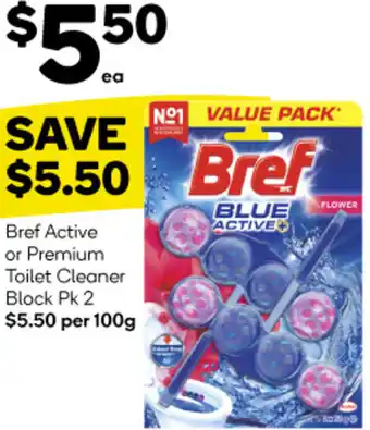 Bref Active or Premium Toilet Cleaner Block Pk 2