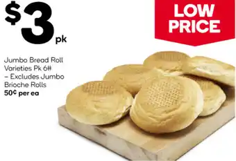 Woolworths Jumbo Bread Roll Varieties Pk 6 offer