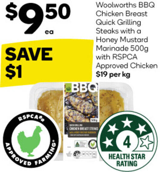 Woolworths BBQ Chicken Breast Quick Grilling Steaks with a Honey