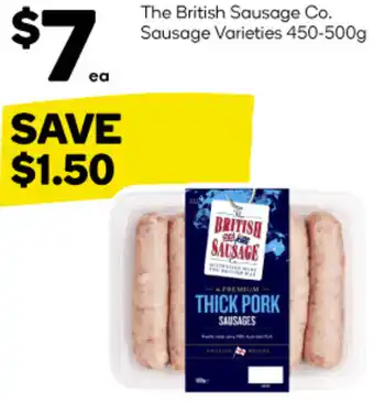 Woolworths The British Sausage Co. Sausage Varieties 450-500g offer