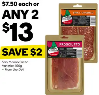 Woolworths San Marino Sliced Varieties 100g offer