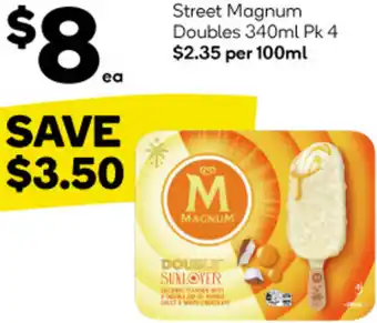 Woolworths Street Magnum Doubles 340ml Pk 4 offer