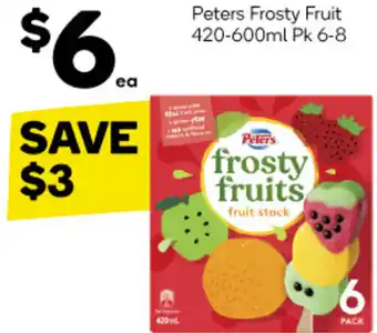 Woolworths Peters Frosty Fruit 420-600ml Pk 6-8 offer