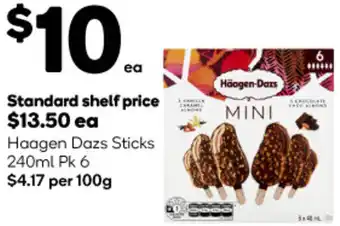 Woolworths Haagen Dazs Sticks 240ml Pk 6 offer