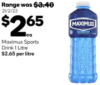Woolworths Maximus Sports Drink 1 Litre offer