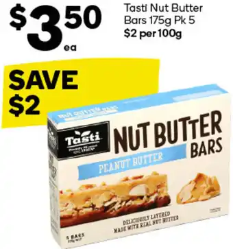 Woolworths Tasti Nut Butter Bars 175g Pk 5 offer