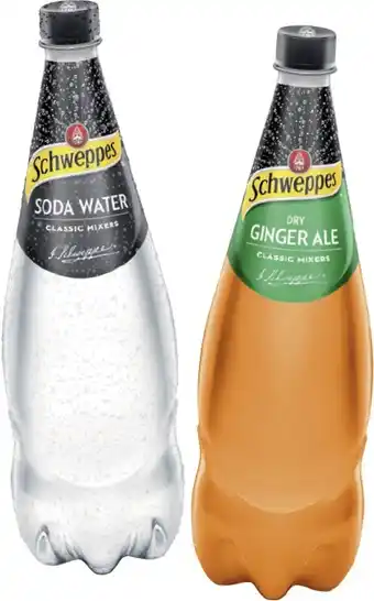 IGA Schweppes soft drink or mixers 1.1 litre selected varieties offer