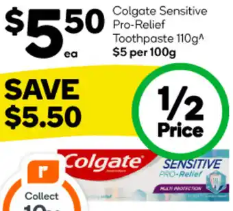Woolworths Colgate Sensitive Pro-Relief Toothpaste 110g offer