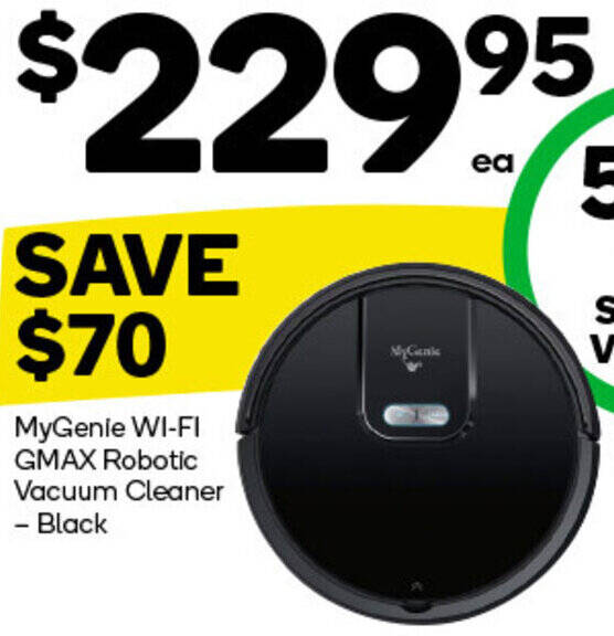 MyGenie WIFI GMAX Robotic Vacuum Cleaner Black offer at Woolworths