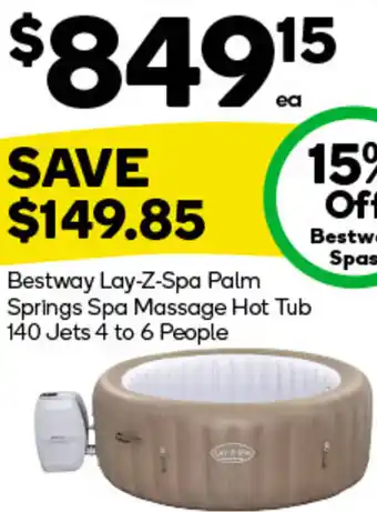 Bestway Lay-Z-Spa Palm Springs Spa Massage Hot Tub 140 Jets 4 to 6 People