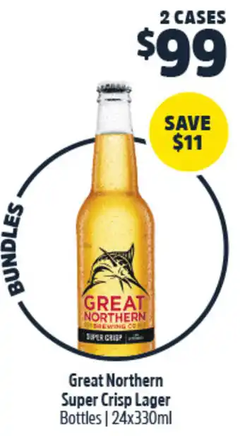 Woolworths Great Northern Super Crisp Lager Bottles 24x330ml offer