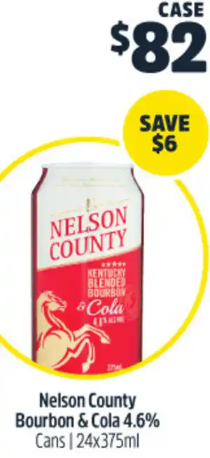 Woolworths Nelson County Bourbon & Cola 4.6% Cans 24x375ml offer
