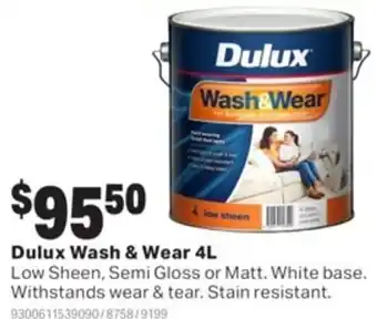 Mitre 10 Dulux Wash & Wear 4L offer