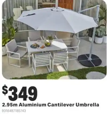 Mitre 10 2.95m Aluminium Cantilever Umbrella offer