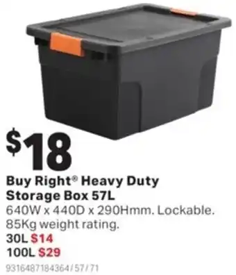 Mitre 10 Buy Right Heavy Duty Storage Box 57L offer