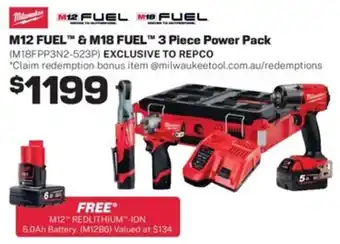 Repco M12 FUEL & M18 FUEL 3 Piece Power Pack offer