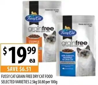 Supabarn FUSSY CAT GRAIN FREE DRY CAT FOOD SELECTED VARIETIES 2.5kg offer