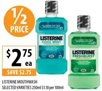 Supabarn LISTERINE MOUTHWASH SELECTED VARIETIES 250ml offer