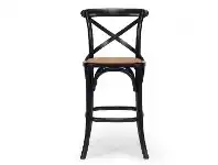 LivingStyles Elne Birch Timber Cross Back Counter Stool, Rattan Seat, Black offer