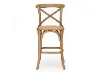LivingStyles Elne Oak Timber Cross Back Counter Stool, Rattan Seat, Natural offer
