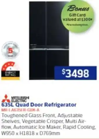 Retravision 635L Quad Door Refrigerator offer