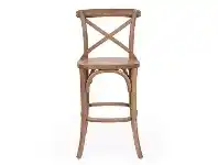 LivingStyles Elne Oak Timber Cross Back Counter Stool, Timber Seat, Natural offer
