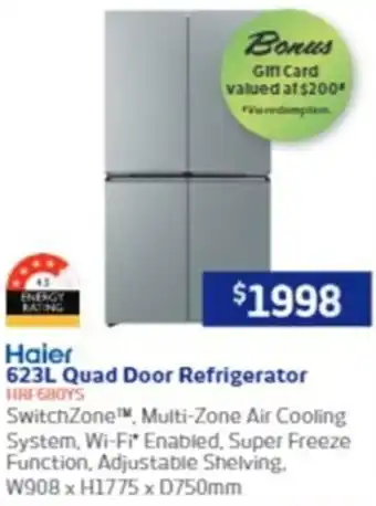 Retravision 623L Quad Door Refrigerator offer