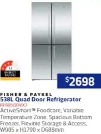 Retravision 538L Quad Door Refrigerator offer