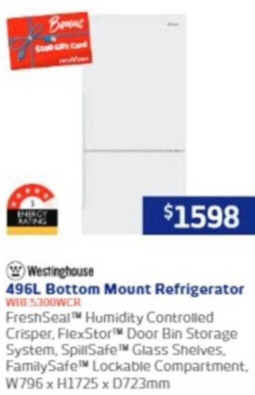 496L Bottom Mount Refrigerator offer at Retravision