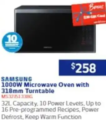 Retravision 1000W Microwave Oven with 318mm Turntable offer