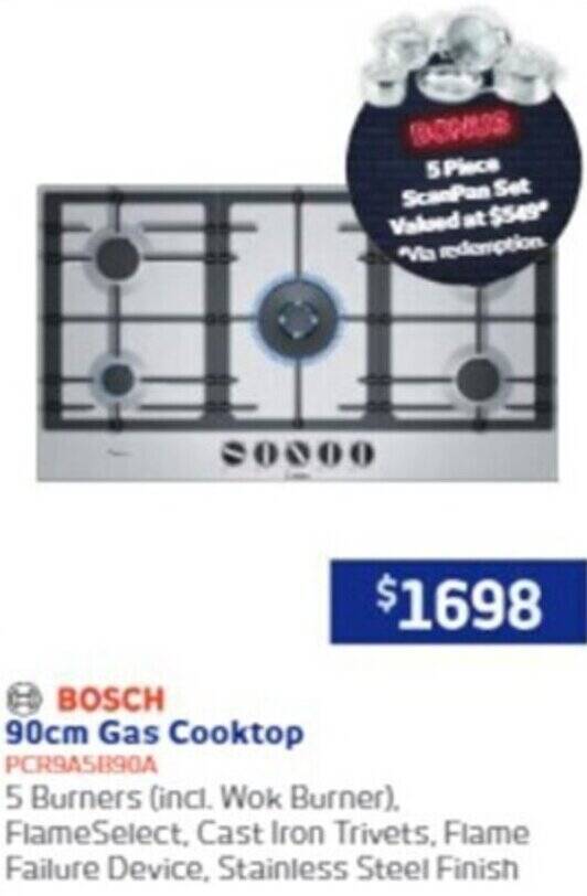 90cm Gas Cooktop offer at Retravision