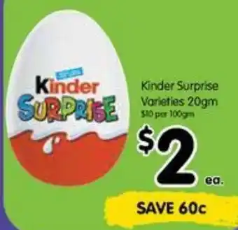 Kinder Surprise Varieties 20gm
