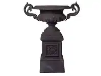 LivingStyles Campana Cast Iron Garden Urn & Pedestal Set, Large, Black offer
