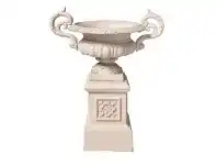 LivingStyles Campana Cast Iron Garden Urn & Pedestal Set, Large, Antique White offer