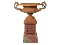 LivingStyles Campana Cast Iron Garden Urn & Pedestal Set, Large, Rust offer