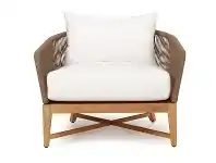 LivingStyles Bronte Rope & Teak Timber Outdoor Armchair, Sand offer