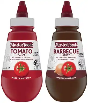 IGA Masterfoods tomato or barbecue squeezy sauce 250ml offer