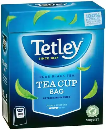 IGA Tetley pure black tea cup bags 100 pack offer