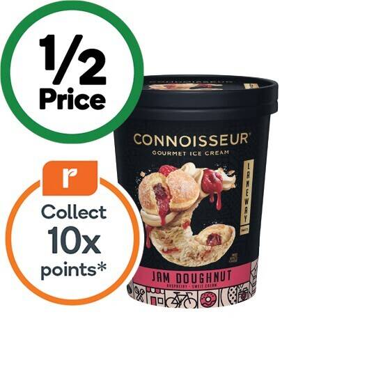 Connoisseur jam donut ice cream tub 1 litre offer at Woolworths