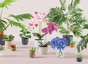 Spotlight Artificial potted plants, planter pots, greenery & stems offer