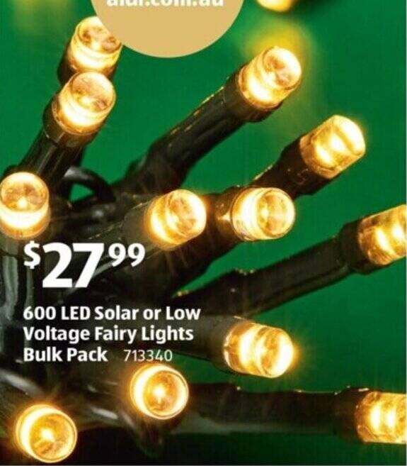 600 LED Solar or Low Voltage Fairy Lights Bulk Pack offer at ALDI