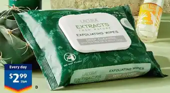 ALDI Lacura Extracts From Nature Exfoliating Wipes 25pk offer