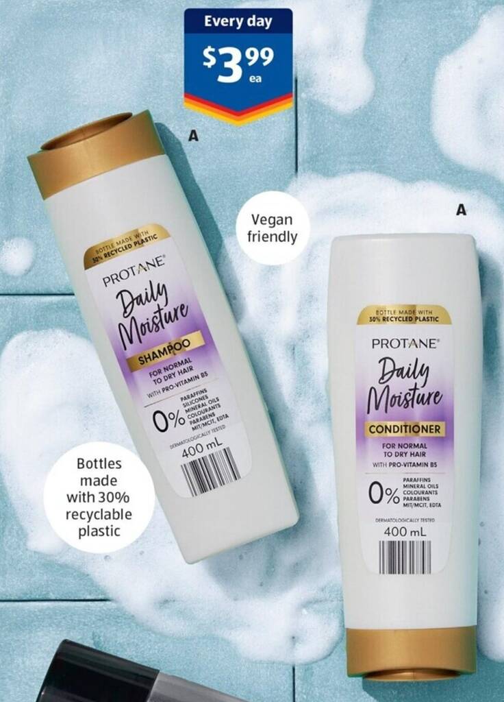 Protane Shampoo or Conditioner 400ml offer at ALDI