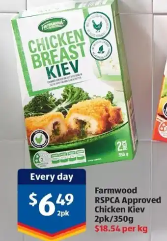 ALDI Farmwood RSPCA Approved Chicken Kiev 2pk/350g offer