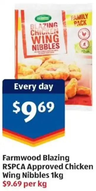 ALDI Farmwood Blazing RSPCA Approved Chicken Wing Nibbles 1kg offer